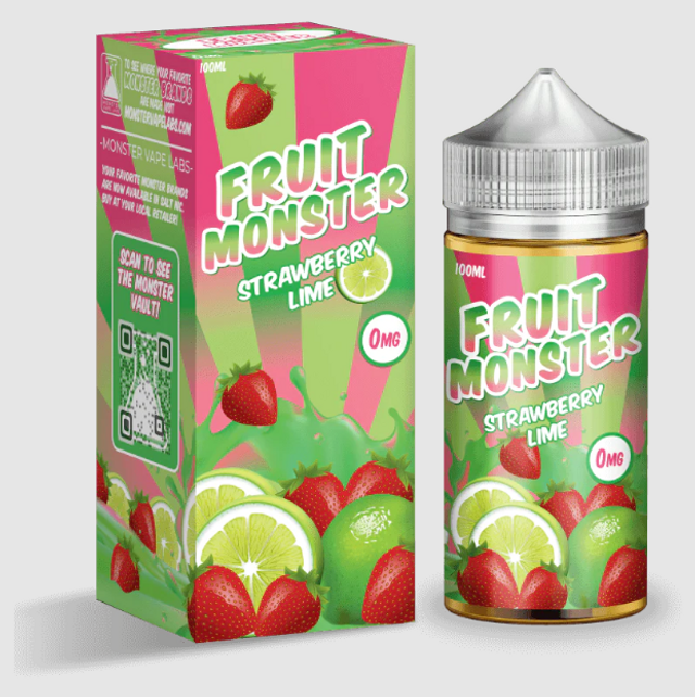 Jam Monster Fruit Series E-Liquid 100mL (Freebase) Strawberry Lime with packaging