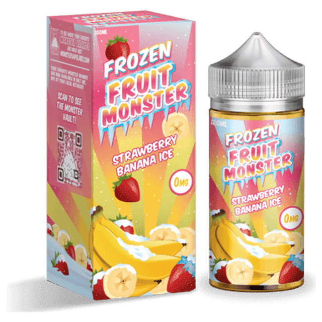 Jam Monster Frozen Series E-Liquid 100mL (Freebase) Strawberry Banana Ice with packaging