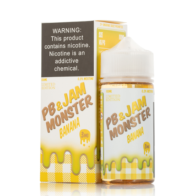 Jam Monster Original Series E-Liquid 100mL (Freebase) PB & Jam Banana with packaging