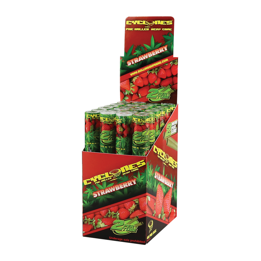 Cyclones Hemp Cones 24pk Strawberry with packaging