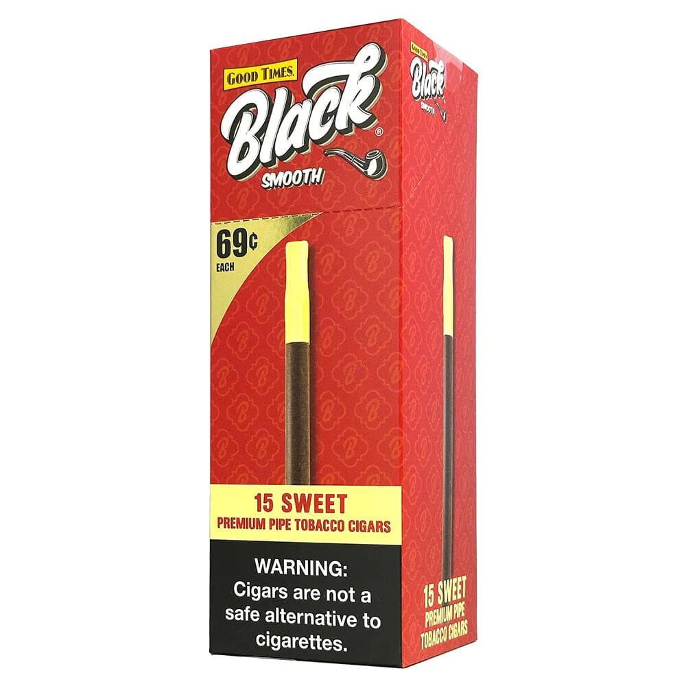 Good Times Black Smooth Premium Pipe Tobacco Cigars 15ct Sweet Packaging