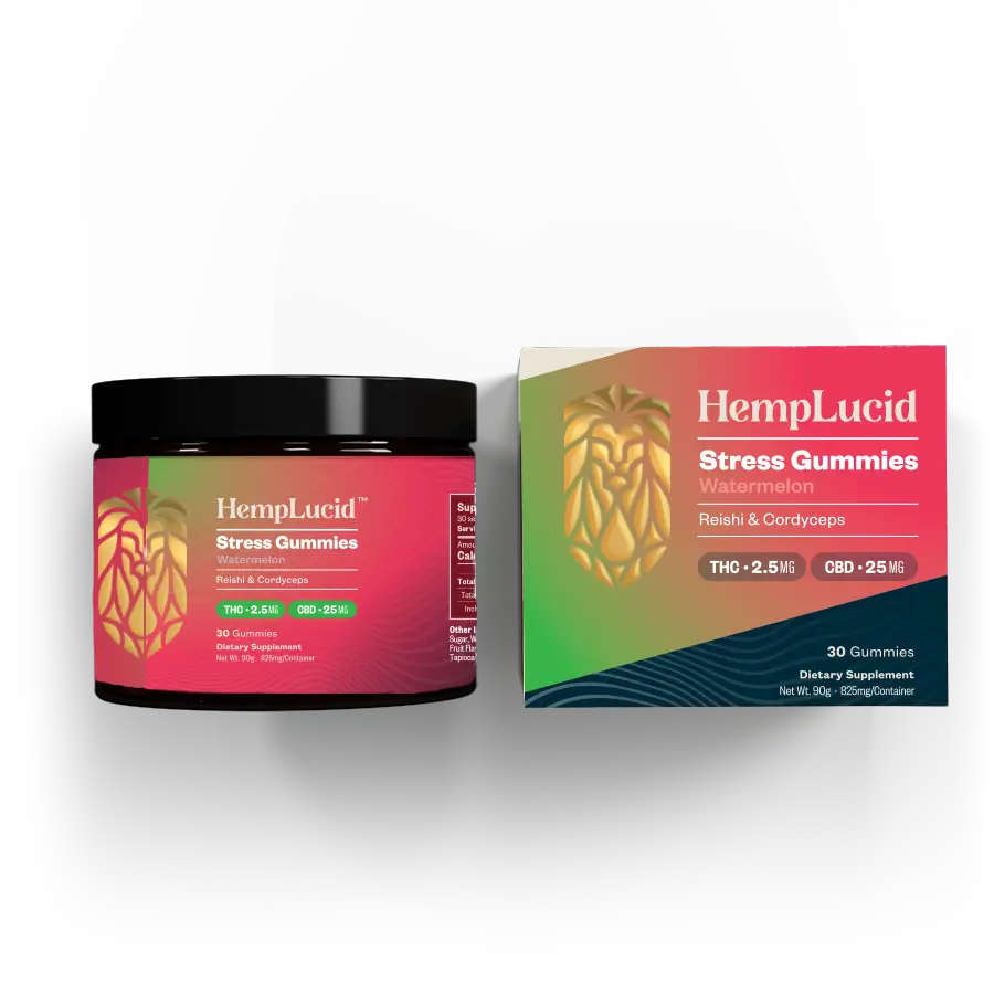Hemplucid Mushroom Gummies 30/2Pk Watermelon (Stress Gummies)