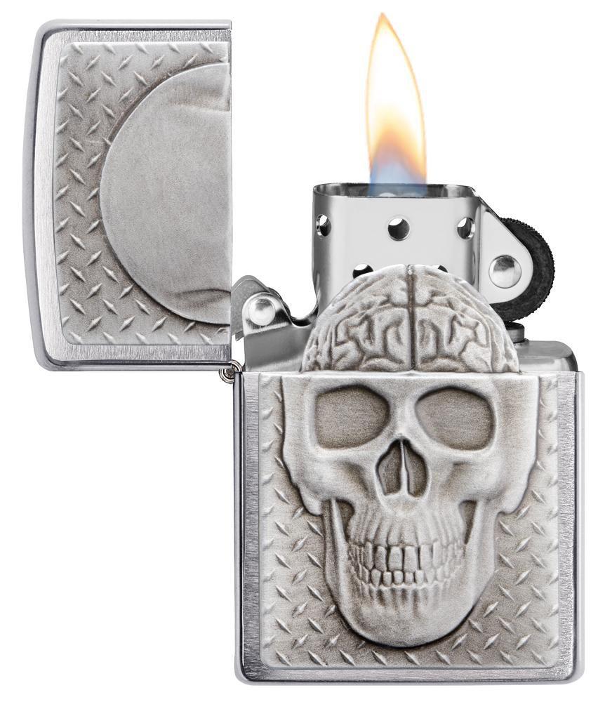 ZIPPO LIGHTER SKULL W/ BRAIN 29818