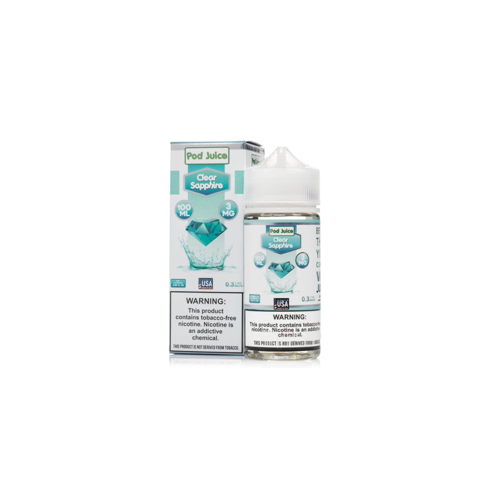 Pod Juice Series E-Liquid 100mL (Freebase) Clear Sapphire with Packaging