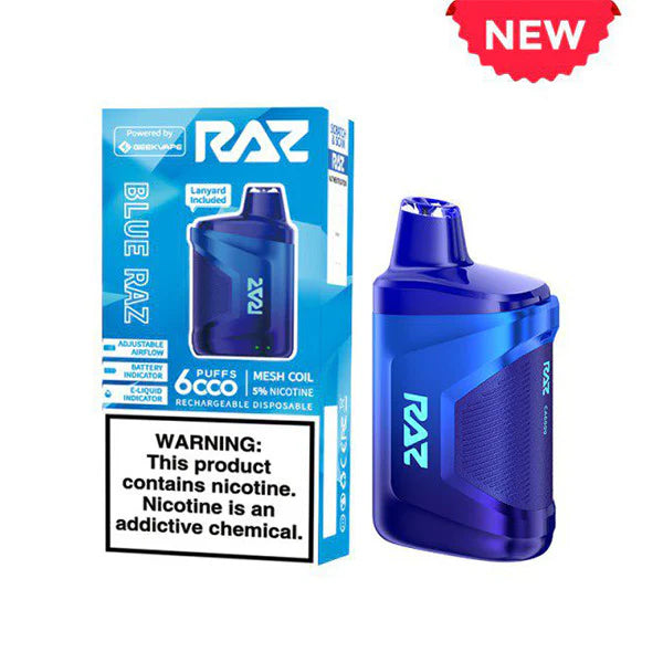 RAZ CA6000 Disposable | 6000 Puffs | 10mL | 50mg | Blue Razz Ice with packaging