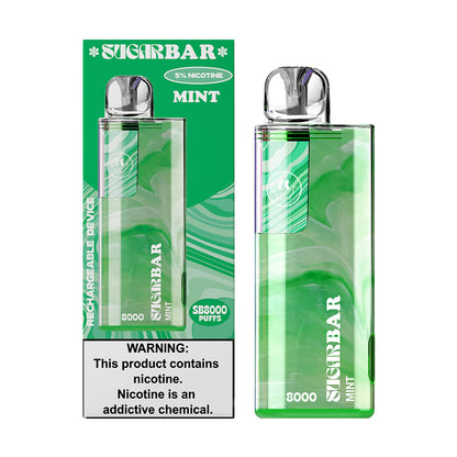 Sugarbar SB8000 Disposable 8000 Puffs 19mL 50mg | MOQ 10 Mint with Packaging