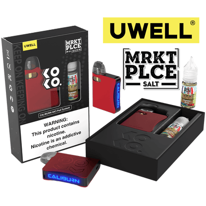 Uwell Caliburn AK3 Kit + Daddy’s Vapor 10mL Salts 50mg | Forbidden Berry with Packaging