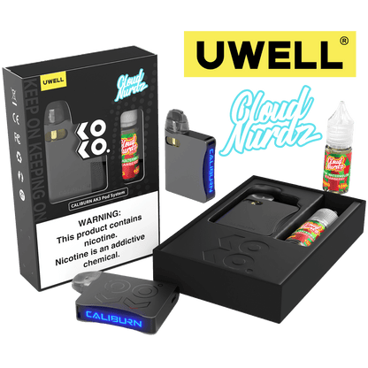 Uwell Caliburn AK3 Kit + Daddy’s Vapor 10mL Salts 50mg | Sour Watermelon Strawberry with Packaging