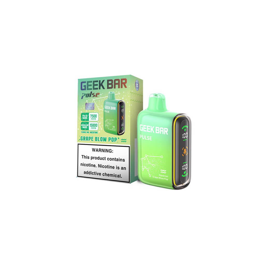 Geek Bar Pulse Disposable 15000 Puffs 16mL 50mg | MOQ 5 Grape Blow Pop with Packaging