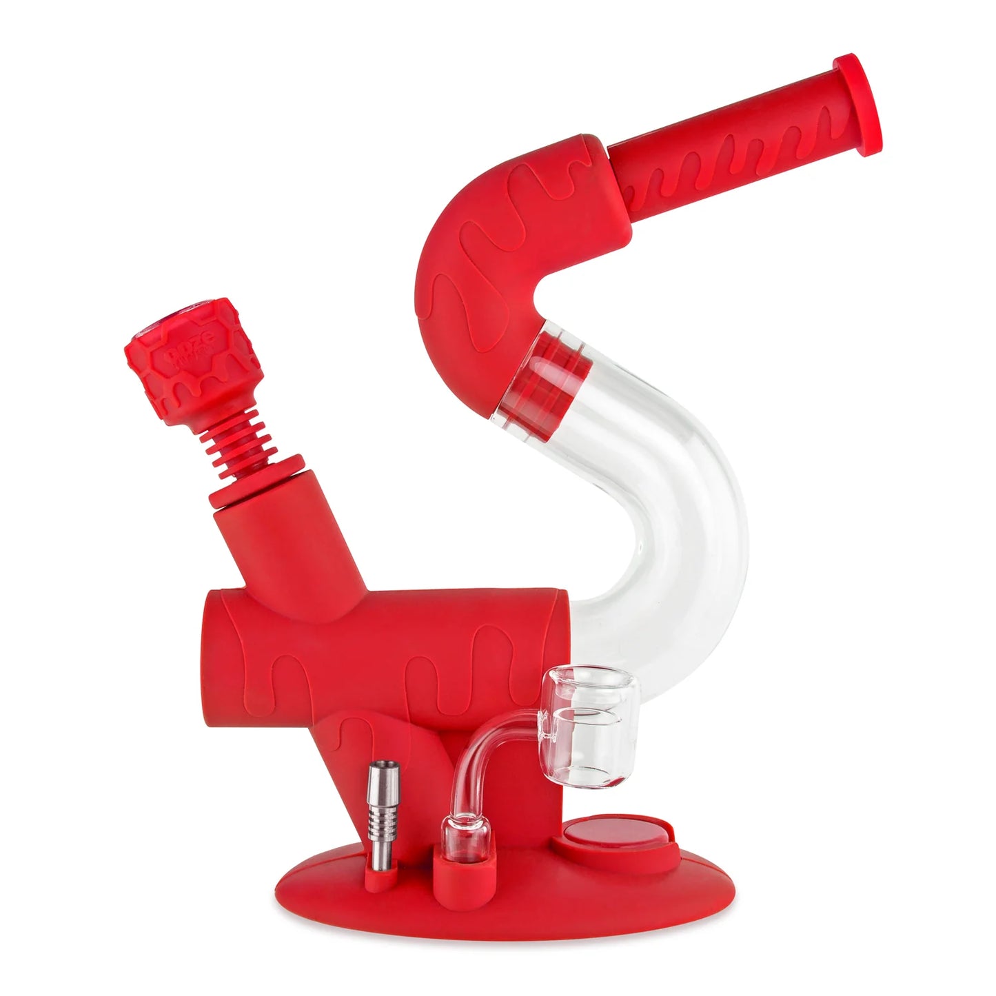 OOZE SWERVE SILICONE WATER PIPE & NECTAR COLLECTOR - Scarlet