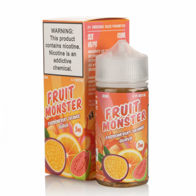 Jam Monster Fruit Series E-Liquid 100mL (Freebase) Passionfruit Orange Guava with packaging