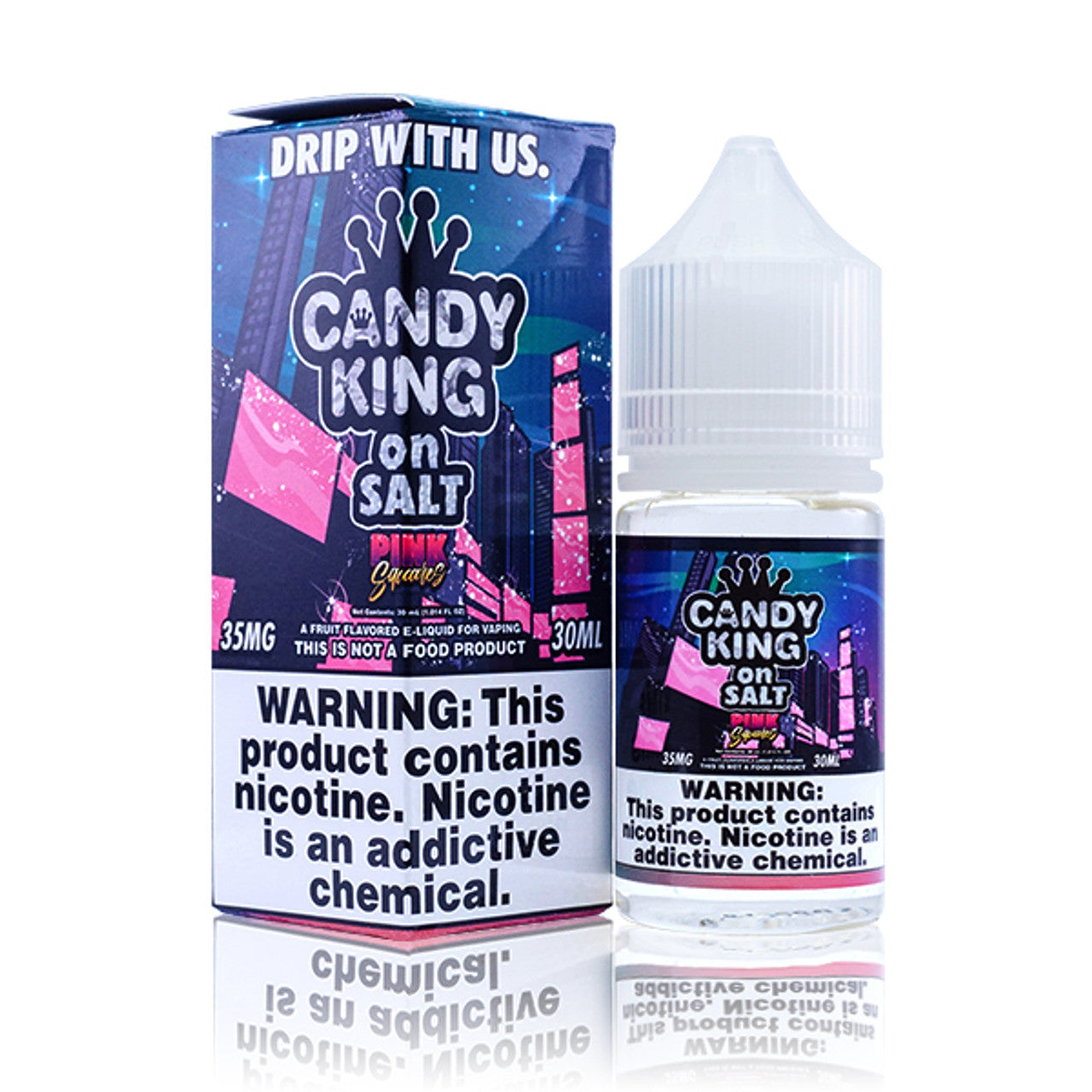 Candy King Salt Series E-Liquid 30mL (Salt Nic) Pink Squares with Packaging