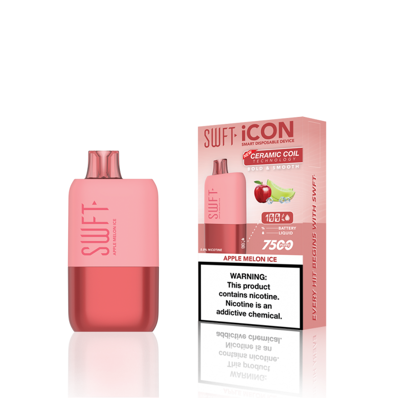 SWFT Icon 7500 Disposable 5% 10PK | Apple Melon Ice with packaging