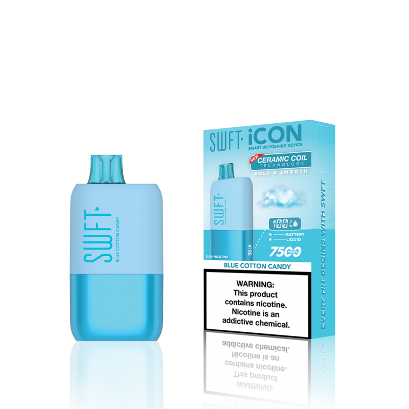 SWFT Icon 7500 Disposable 5% 10PK | Blue Cotton Candy with packaging