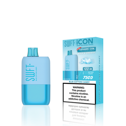 SWFT Icon 7500 Disposable 5% 10PK | Blue Cotton Candy with packaging