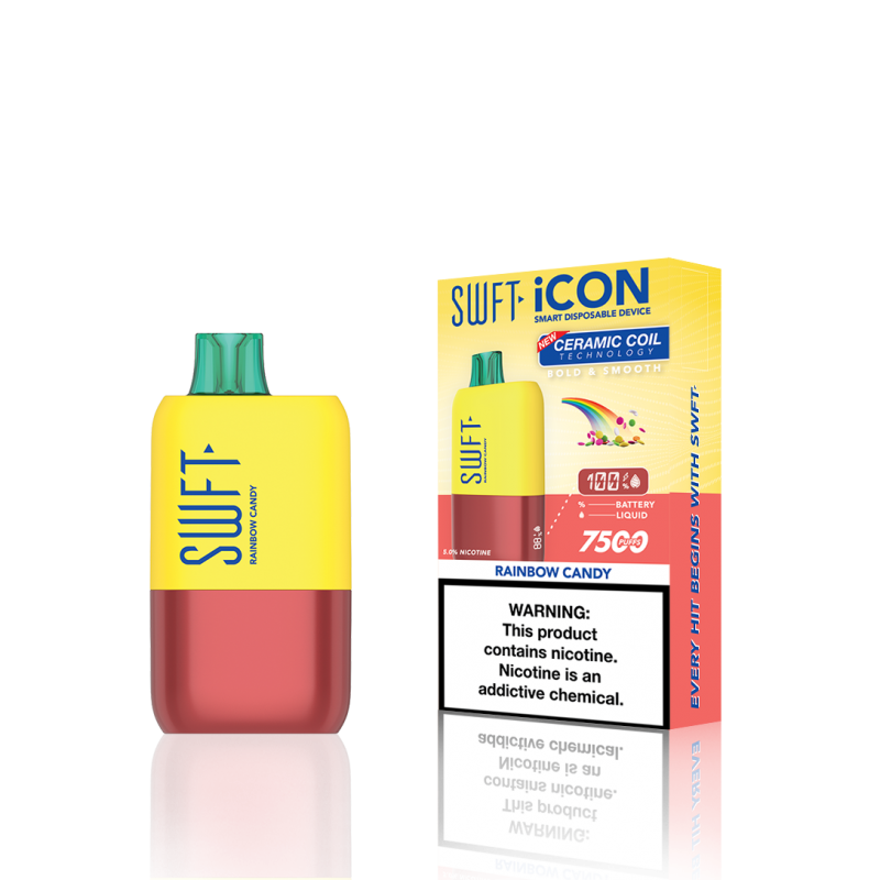 SWFT Icon 7500 Disposable 5% 10PK | Rainbow Candy with packaging