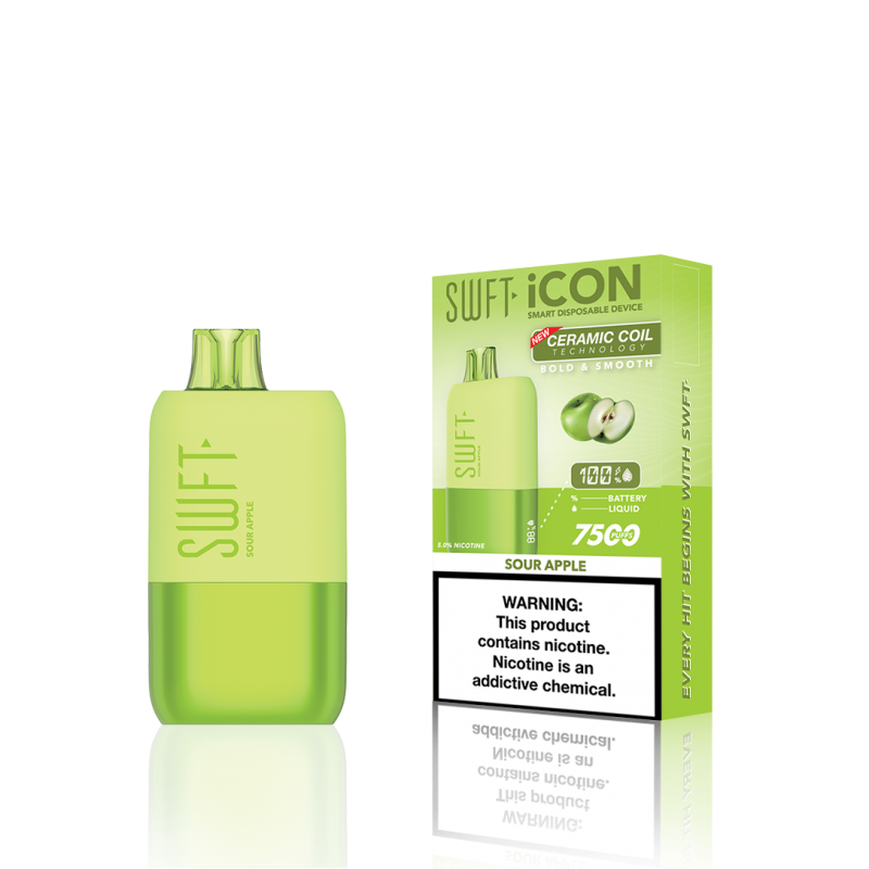 SWFT Icon 7500 Disposable 5% 10PK | Sour Apple with packaging