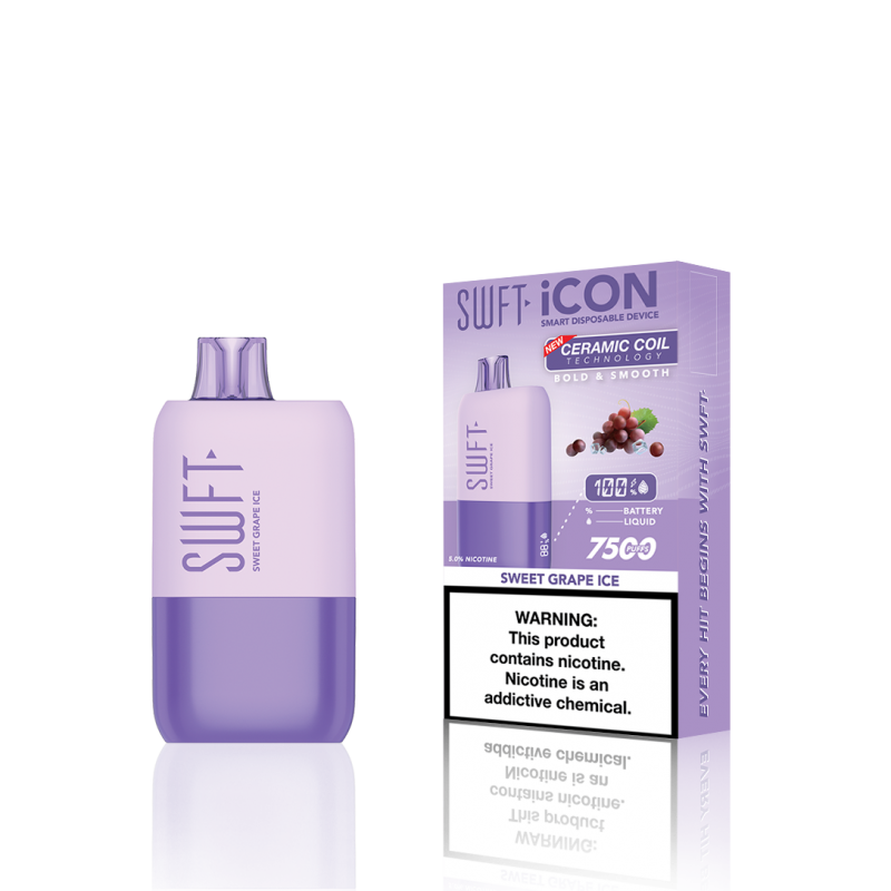 SWFT Icon 7500 Disposable 5% 10PK | Sweet Grape Ice with packaging