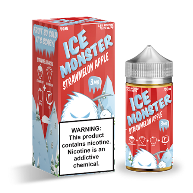 Jam Monster Ice Series E-Liquid 100mL (Freebase) Strawmelon Apple Ice with packaging