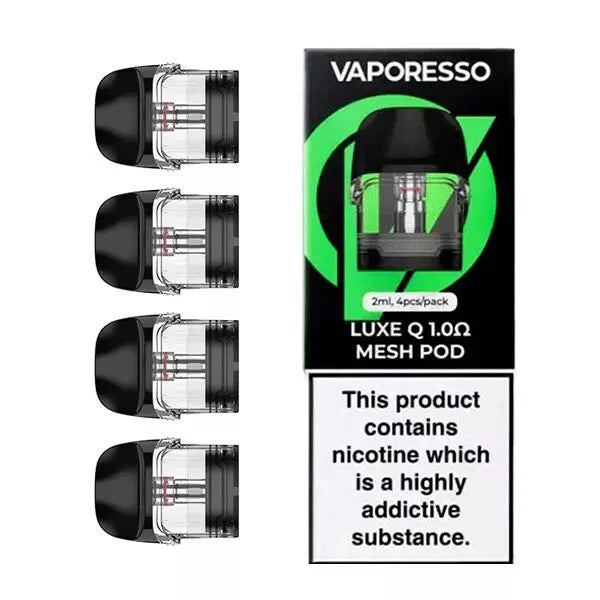 Vaporesso Luxe Q Pod 4/Pack 1.0 ohm Mesh Pod with packaging