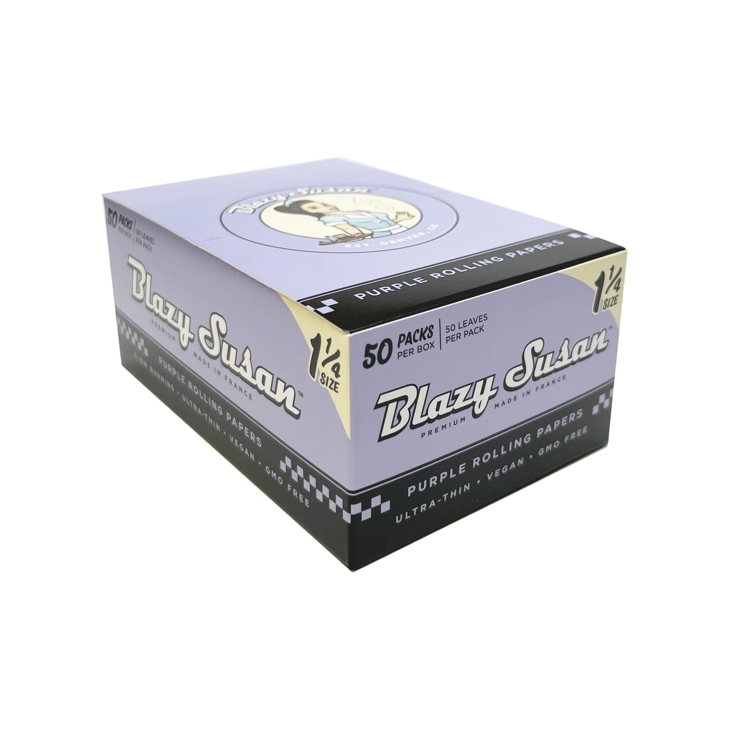 BLAZY SUSAN 50 1 1/4 PURPLE PAPERS with packaging