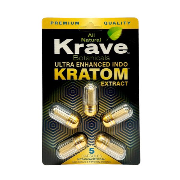 KRAVE BOTANICALS ULTRA ENHANCED INDO KRATOM EXTRACT 5 CAPSULES