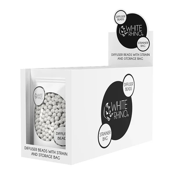 WHITE RHINO DIFFUSER BEADS WITH STRAINER BAG 10PK - WHITE