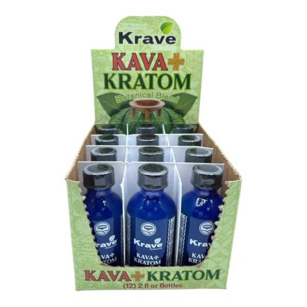 KRAVE KAVA + KRATOM BOTANICAL BLEND BLUE BOTTLE 12 CT