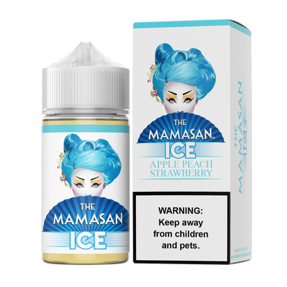 The Mamasan Series E-Liquid 60mL Apple Peach Strawberry Ice with packaging