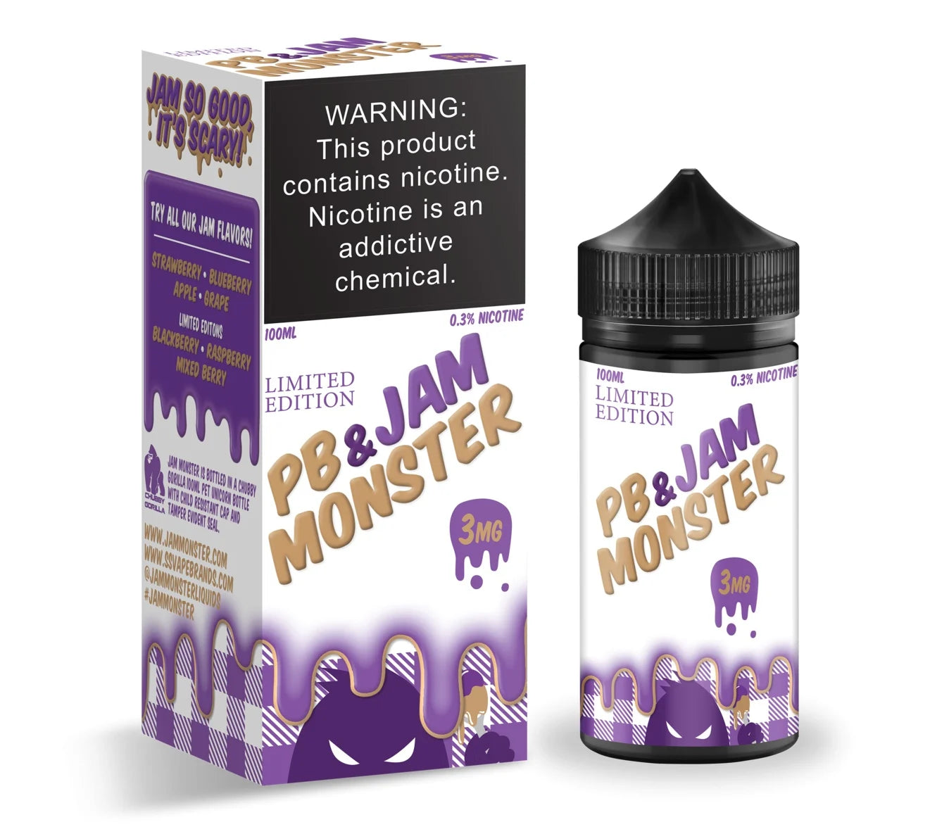 Jam Monster E-Liquid 100mL (Freebase) [Series: Original, Ice, Frozen, Custard, Fruit, Lemonade, Tobacco, Milk]