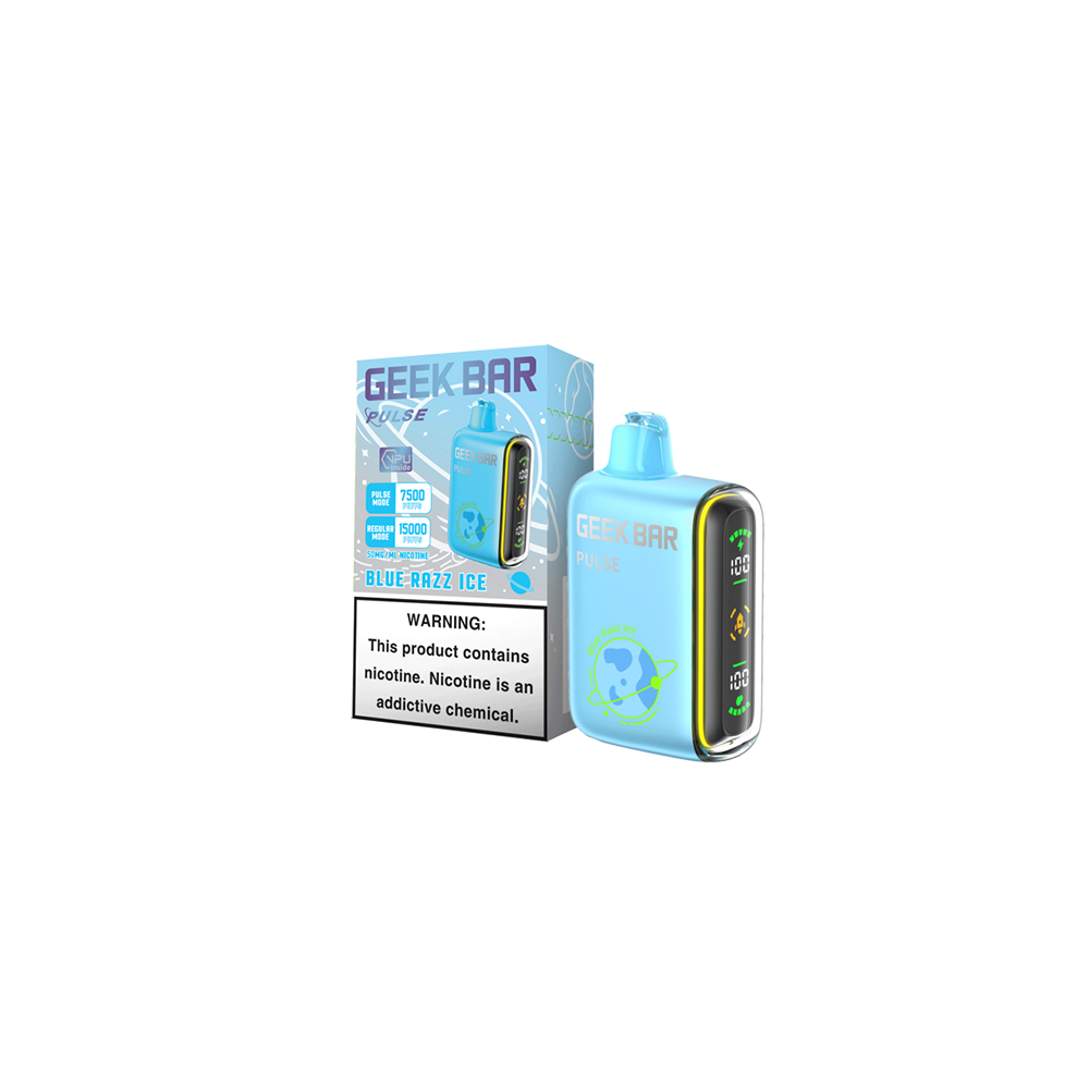 Geek Bar Pulse 7500 Puffs 5% | Blue Razz Ice with packaging