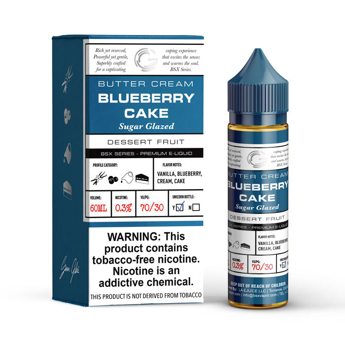 GLAS BSX TFN Series E-Liquid 3mg | 60mL (Freebase) Blueberry Cake with Packaging