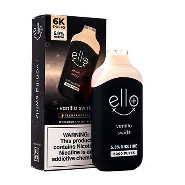 BLVK Ello Plus Disposable | 6000 Puffs | 12mL | 50mg | MOQ 10 | Vanilla Swirlz with packaging
