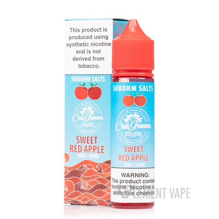 Cali Grown Subohm Salts 60mL Sweet Red Apple with Packaging