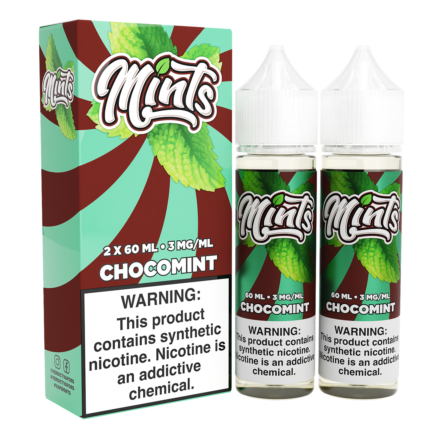 Mints Series E-Liquid x2-60mL | 0mg Chocomint with packaging