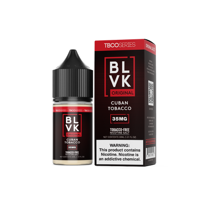 BLVK TFN Salt Series E-Liquid 30mL (Salt Nic) | 35mg Cuban Tobacco with packaging
