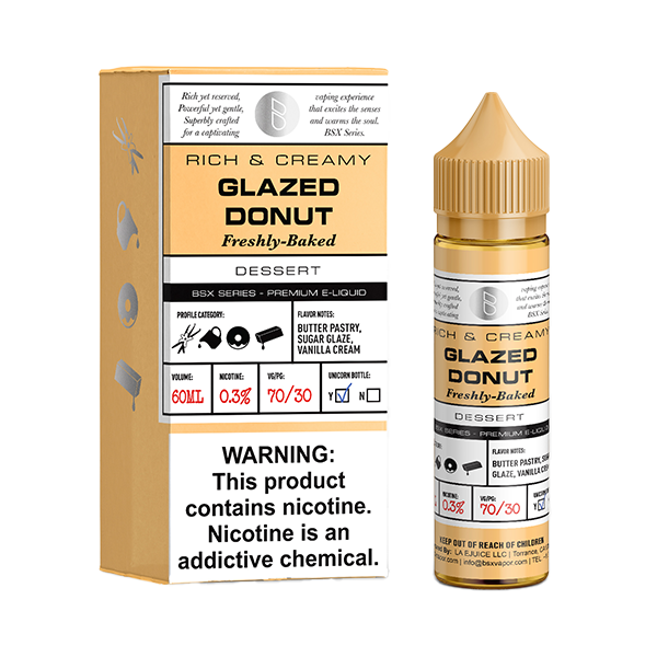 GLAS BSX TFN Series E-Liquid 3mg | 60mL (Freebase) Glazed Donut with Packaging
