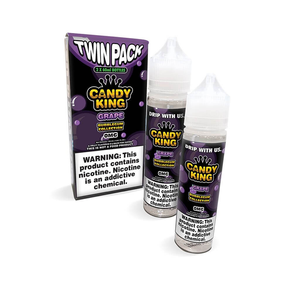 Candy King Bubblegum Series E-Liquid 120mL (Freebase) | Grape with packaging