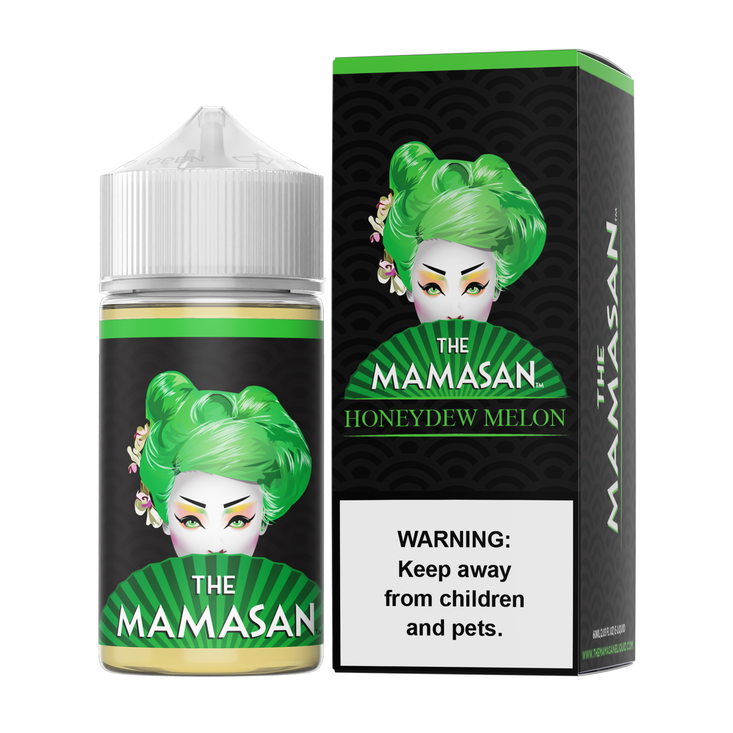 The Mamasan Series E-Liquid 60mL Honeydew Melon with packaging