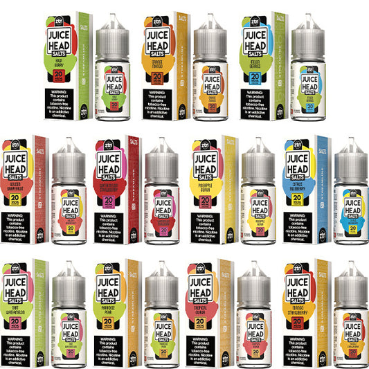 Juice Head Salt Series E-Liquid 30mL (Salt Nic) | Group Photo with packaging