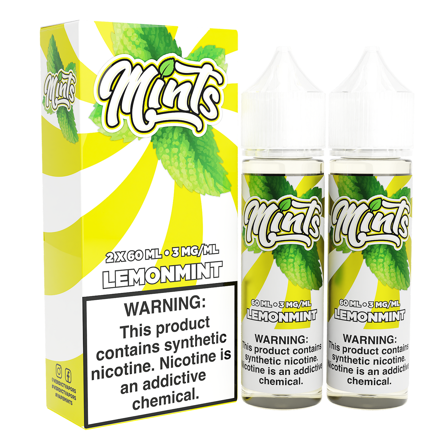 Mints Series E-Liquid x2-60mL | 0mg Lemonmint with packaging