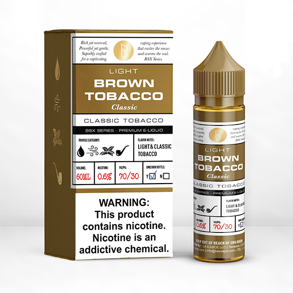 GLAS BSX TFN Series E-Liquid 3mg | 60mL (Freebase) Light Brown Classic Tobacco with Packaging