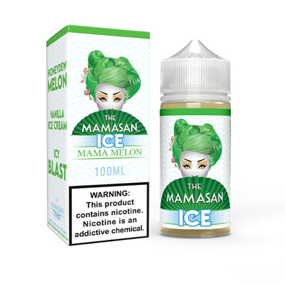 The Mamasan Series E-Liquid 100mL Mama Melon Ice with packaging