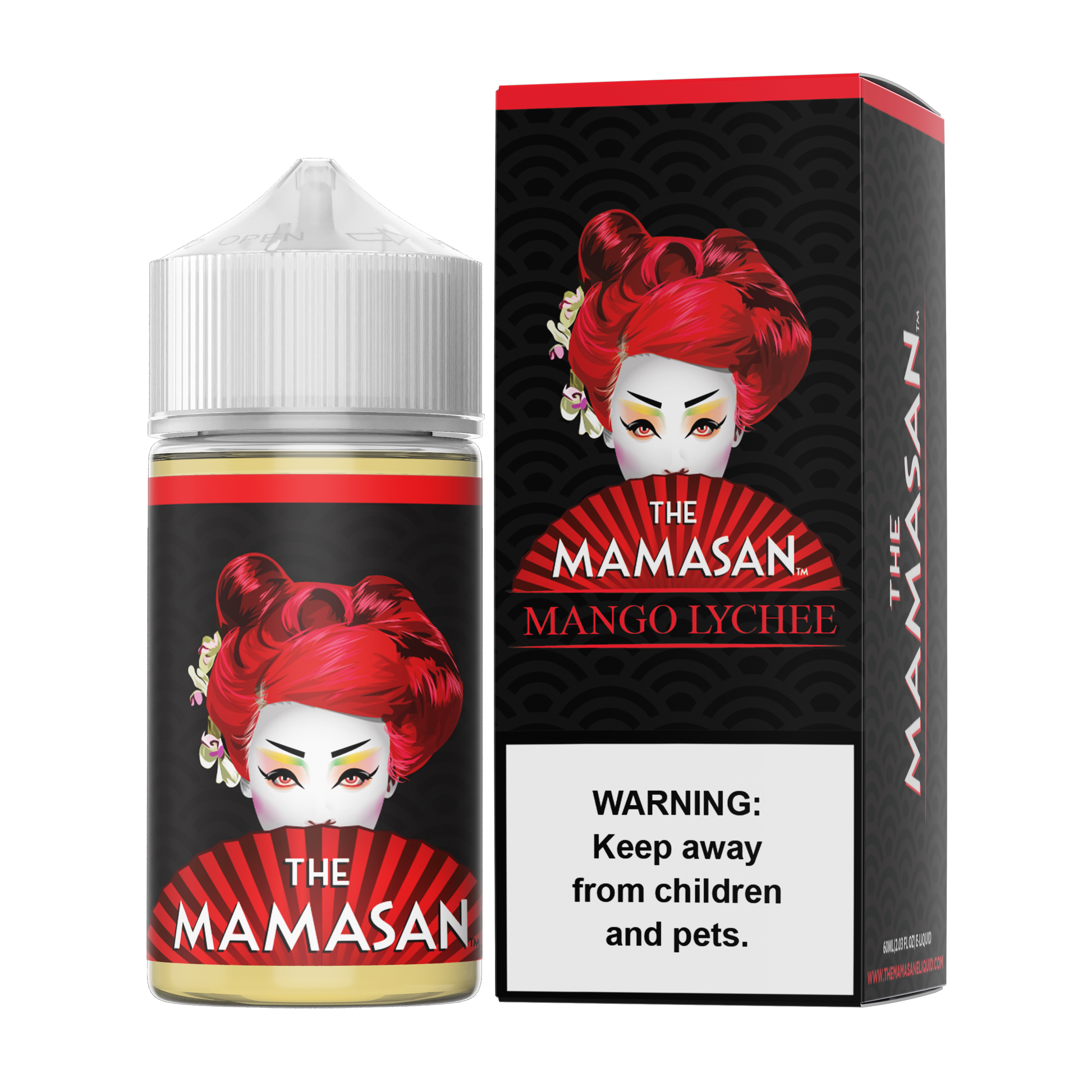 The Mamasan Series E-Liquid 60mL Mango Lychee with packaging