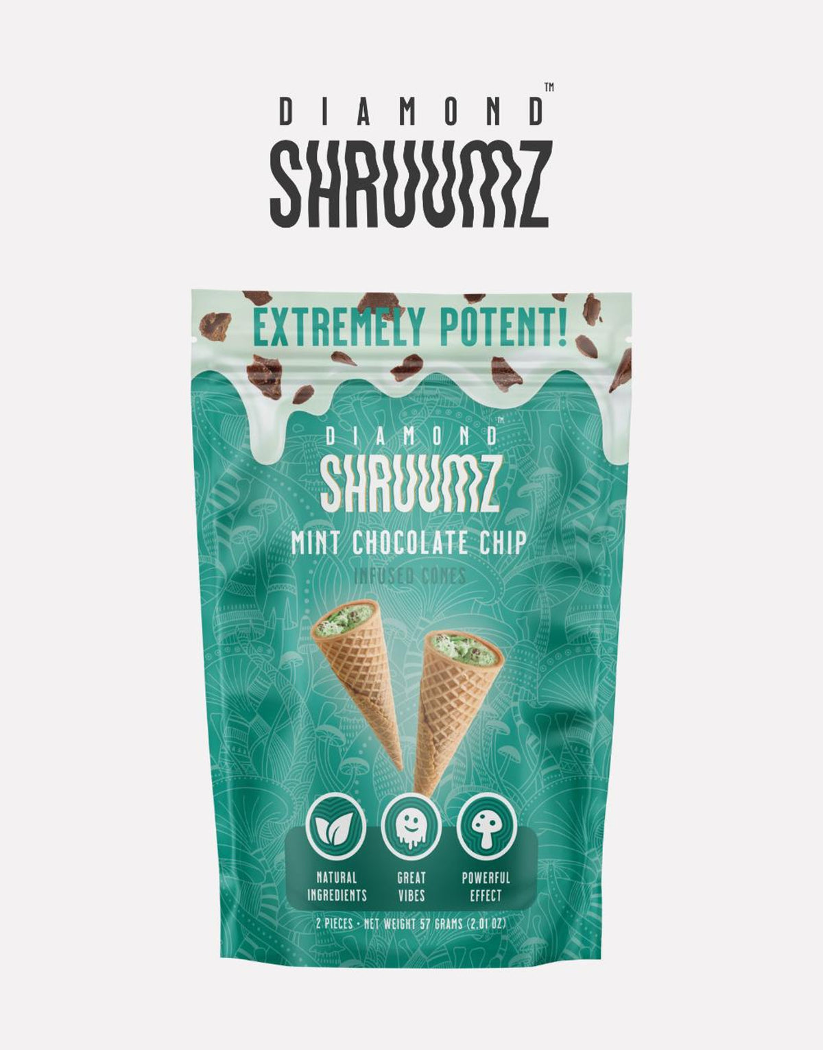 Diamond Shruums Infused Cones | 2CT/5PK | Mint Chocolate Chip with Packaging