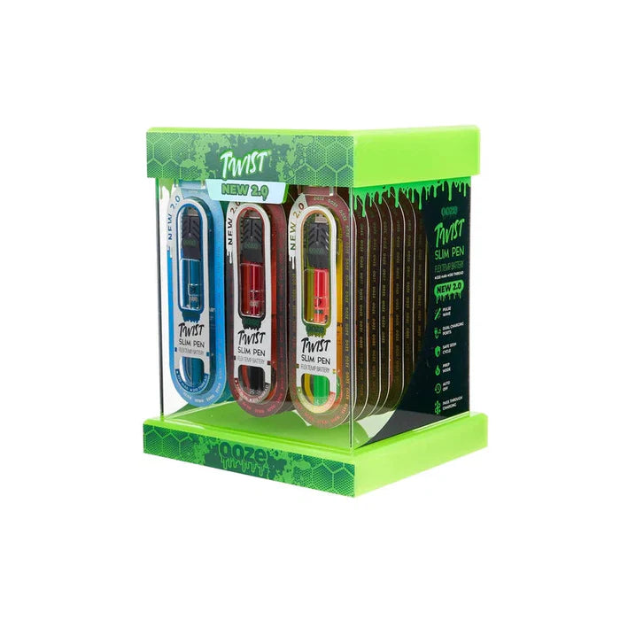 Ooze Twist Slim Pen Battery 2.0 Display 24ct Blue Midnight Sun and Rasta