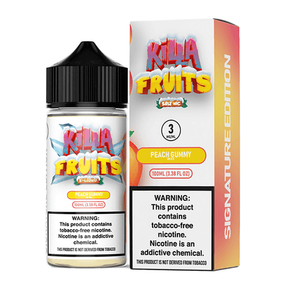 Killa Fruits Signature TFN Series E-Liquid 100mL (Freebase) | Peach Gummy on Ice with packaging
