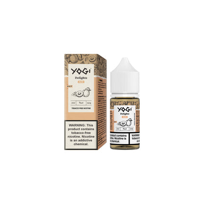 Yogi Delights TFN Salt Series E-Liquid 30mL Peach ice with packaging
