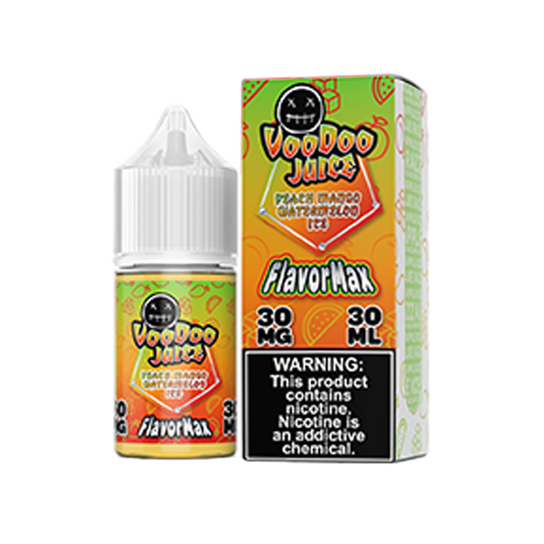 Voodoo Juice FlavorMax Salt Series E-Liquid 30mL Peach Mango Watermelon Ice with packaging