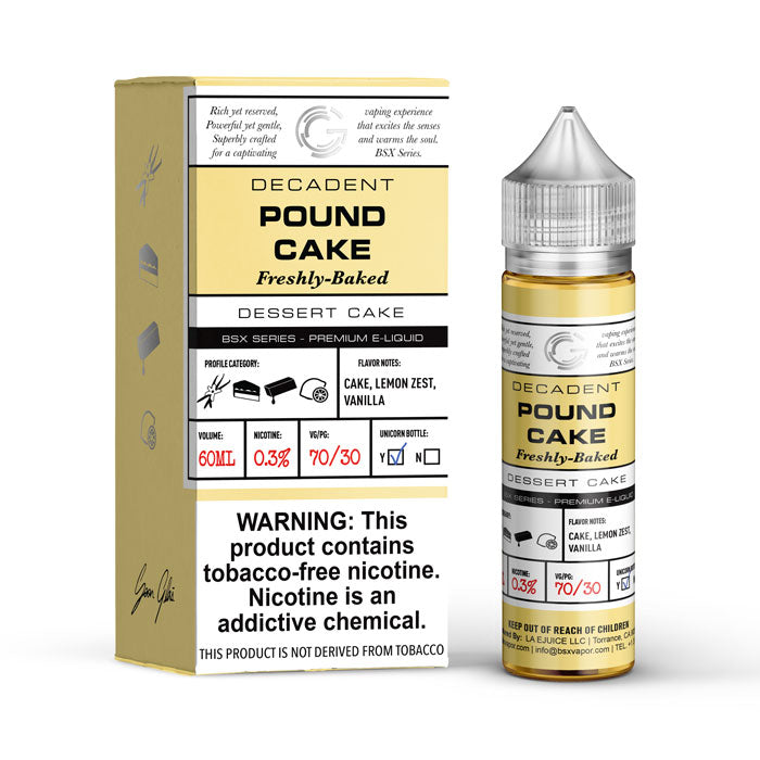 GLAS BSX TFN Series E-Liquid 3mg | 60mL (Freebase) Pound Cake with Packaging